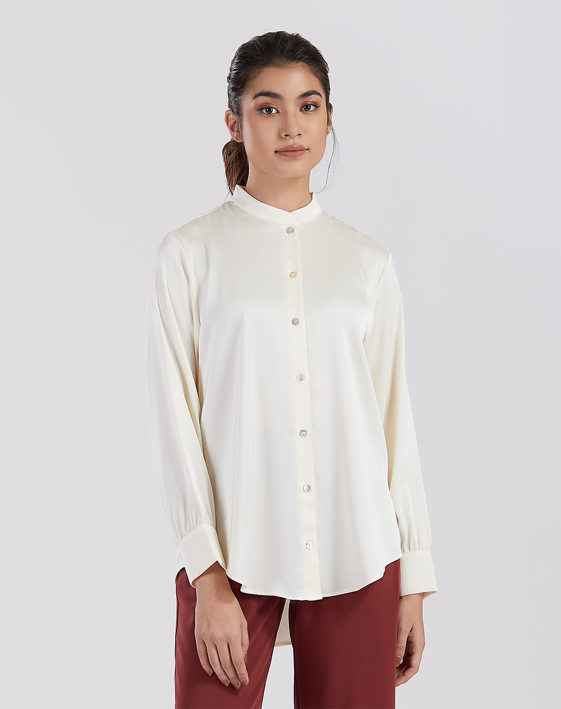 MAISY SATIN BLOUSE IN CREAM